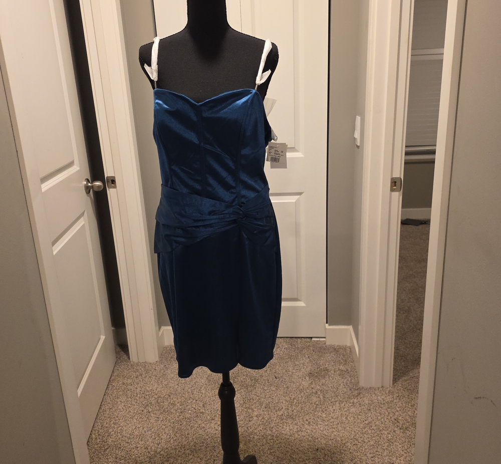 Satin Knee-Length Calypso Cocktail Dress with Draped Waist